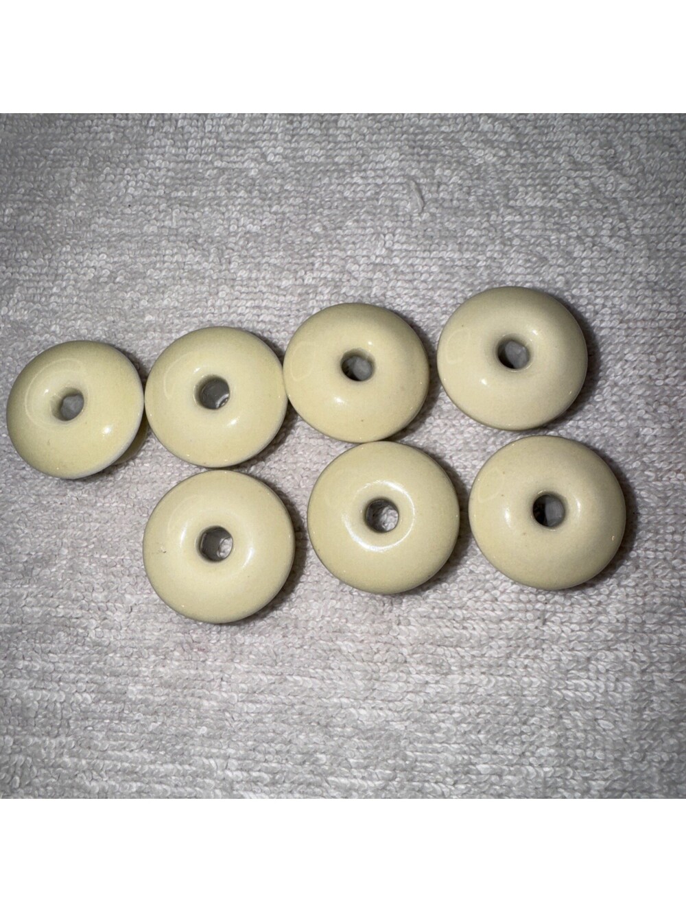 Lot of 7 Small White Porcelain Antique / Vintage Cabinet Door Drawer Knobs